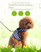 Soft and Breathable Nautical-style Dog Outfit & Leash Set, Suitable for Small and Medium Dogs, Puppy Collars, Harness and Leash for Dogs and Cats