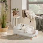 L-Shape Dog Sofa Bed Cat Cushion Stool Warm Nesting Couch with Rubber Wooden Legs Soft Comfortable Pet Furniture