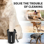 7 in 1 Dog Paw Cleaner for Dogs & Cats - Portable Paw Washer, Bath Brush, 2 Toothbrushes, 3 Towels (Medium, Black)