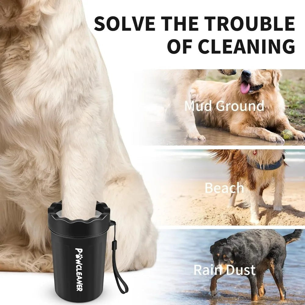 7 in 1 Dog Paw Cleaner for Dogs & Cats - Portable Paw Washer, Bath Brush, 2 Toothbrushes, 3 Towels (Medium, Black)