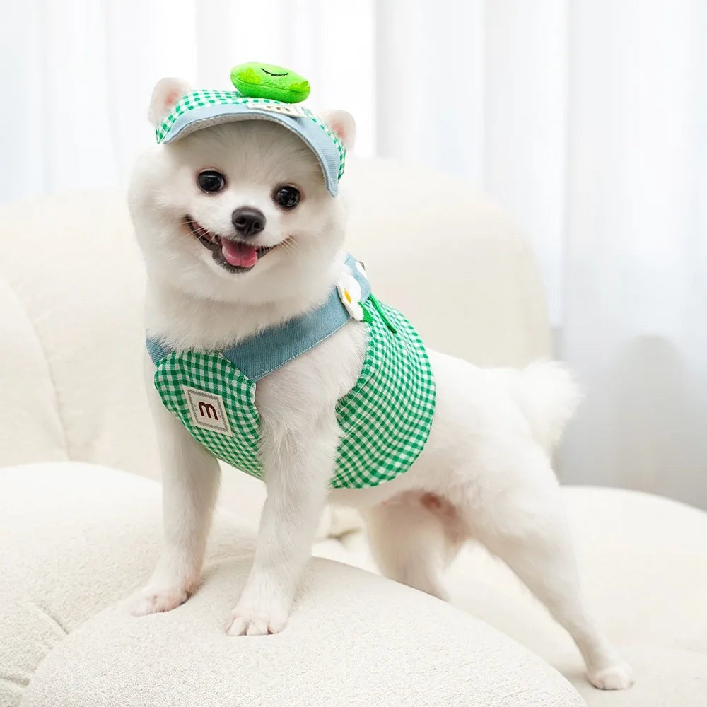 Mincy Pets Duck & Frog Print Pet Harness & Leash Set product photo.