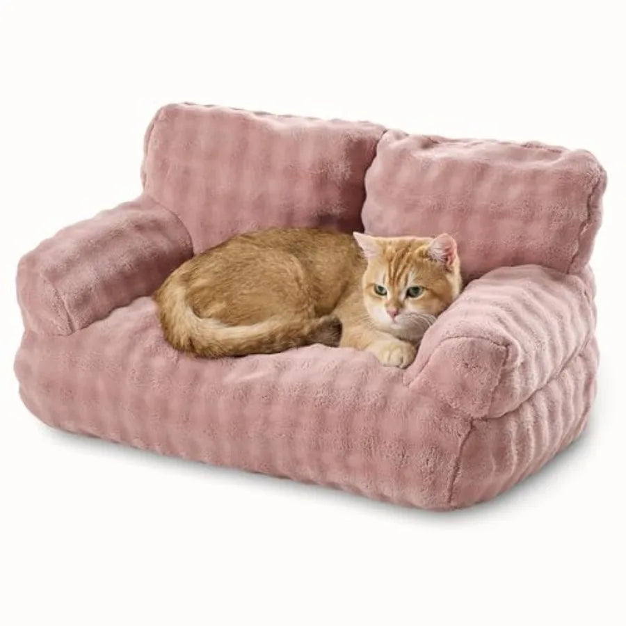 Cat Couch Bed Cute Soft Pet Sofa for Indoor Cats Kittens Puppies with Removable Washable Cover 26"x15