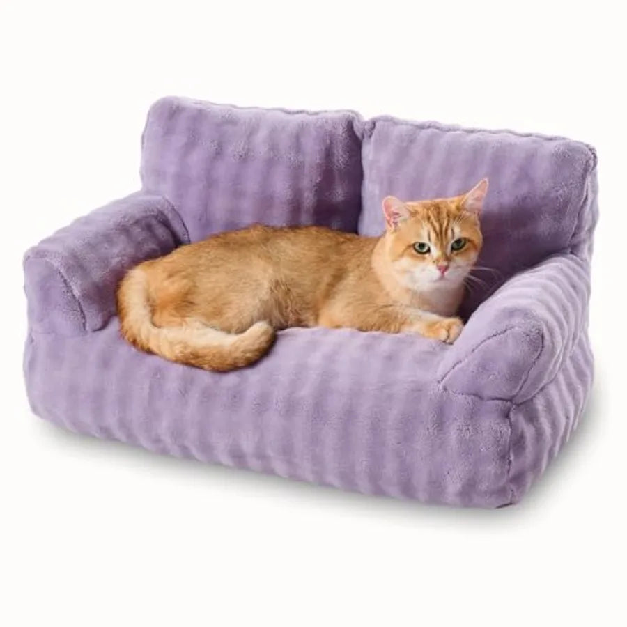 Cat Couch Bed Cute Soft Pet Sofa for Indoor Cats Kittens Puppies with Removable Washable Cover 26"x15