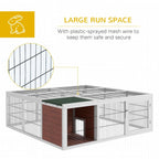 64" Large Rabbit Hutch Pet Cage Animal Poultry Garden Outdoor w/ Run Mesh Cover