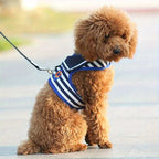 Soft and Breathable Nautical-style Dog Outfit & Leash Set, Suitable for Small and Medium Dogs, Puppy Collars, Harness and Leash for Dogs and Cats