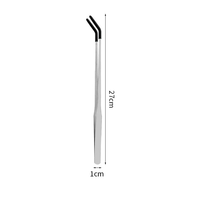 Stainless Steel Reptile Feeding Tongs With Rubber Tips Aquarium Aquarium Straight And Curved Tweezers Pet Feeding Accessories