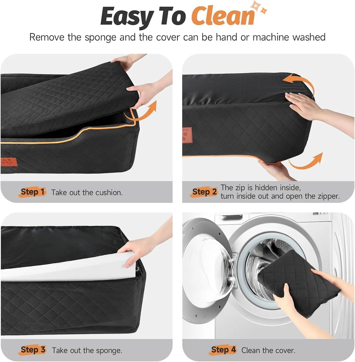 Large Dog Car Seat for Backseat & Trunk, Memory Foam, Washable Cover, Safety Belts, Fits Dogs Under 100 lbs