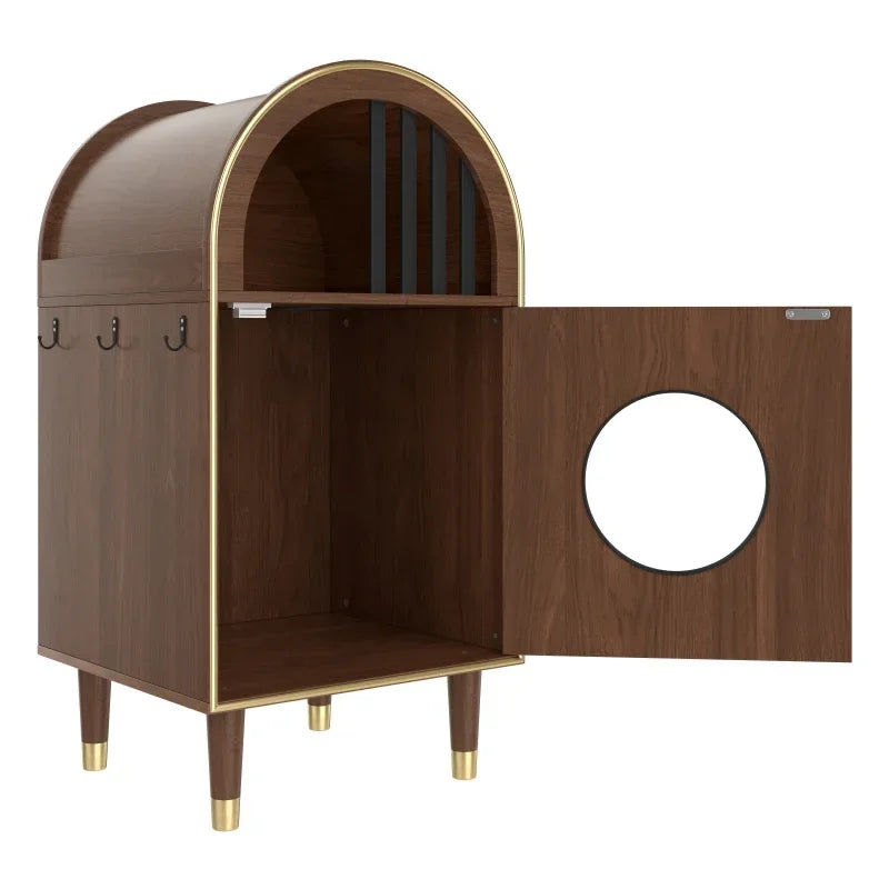Cat Litter Box Enclosure , 2-in-1 Condo Cat Bed, Cat Shelter Furniture with Two-Level Cozy Haven for 2 Cats, Cute Kitty Condo for Sleeping, Luxury Cat House& Furniture, Espresso