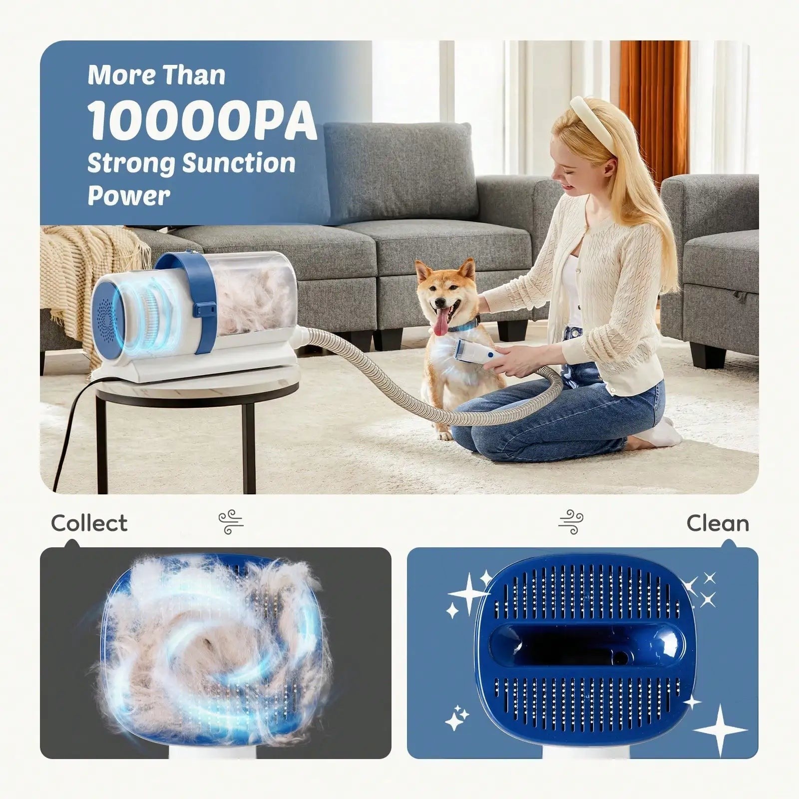 Mincy Pets Pet Grooming Vacuum Kit with Cordless Clippers product photo.