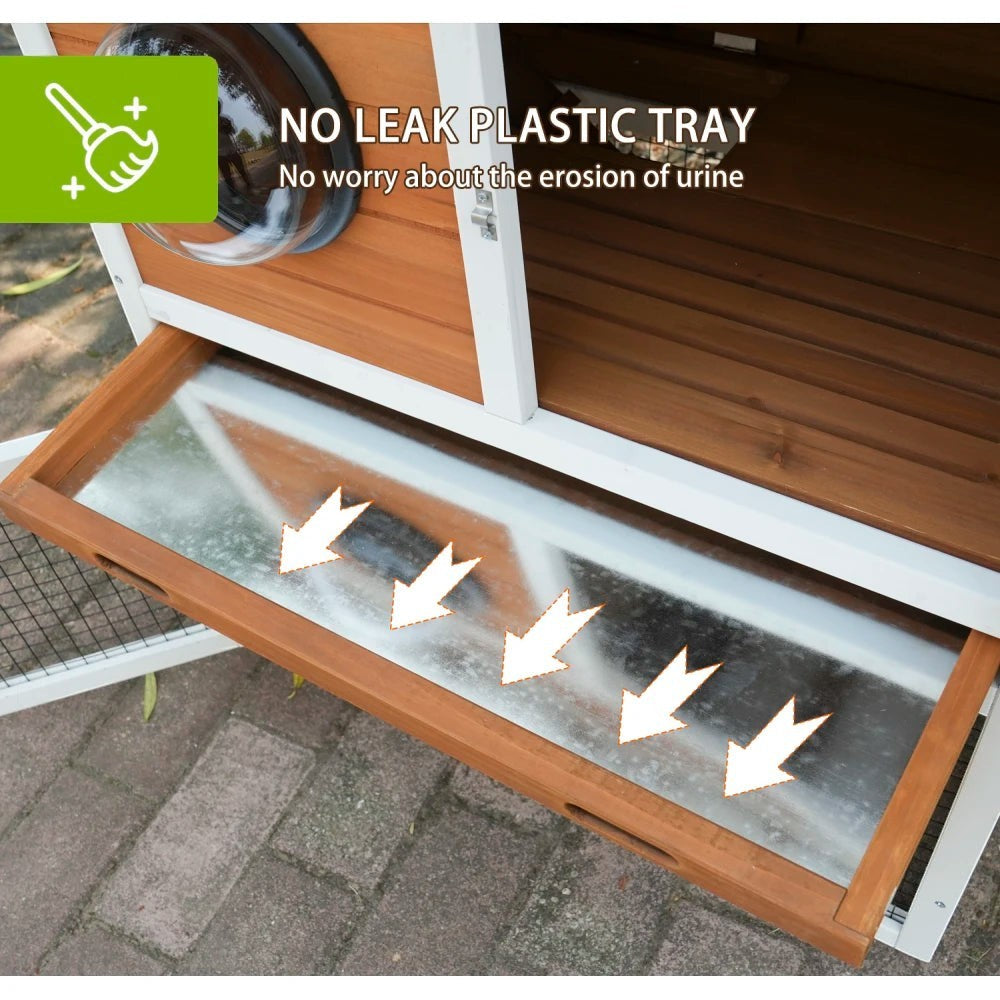 Ye Rabbit Hutch Outdoor: 2-tier Wooden Rabbit House with Waterproof Roof, Removable Tray, Viewing Window, Suitable for Small Animals like Guinea Pigs and Hamsters