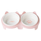 Pet Feeding Bowl Cat Single Capacity 15° Tilt Neck Protection Anti Slip Stainless Steel Indoor Daily Kitten Plastic Base