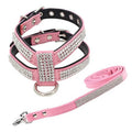 Fashion Puppy Harness with Diamantes and Lead Cute Girls Bling Dog Harness with Bling Leashes for Small Dogs