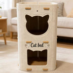 Creativity Double Layer Cat House Felt Foldable Cat Castle Bed Breathable Wear-resistant Cat Scratching Board Cat Supplies
