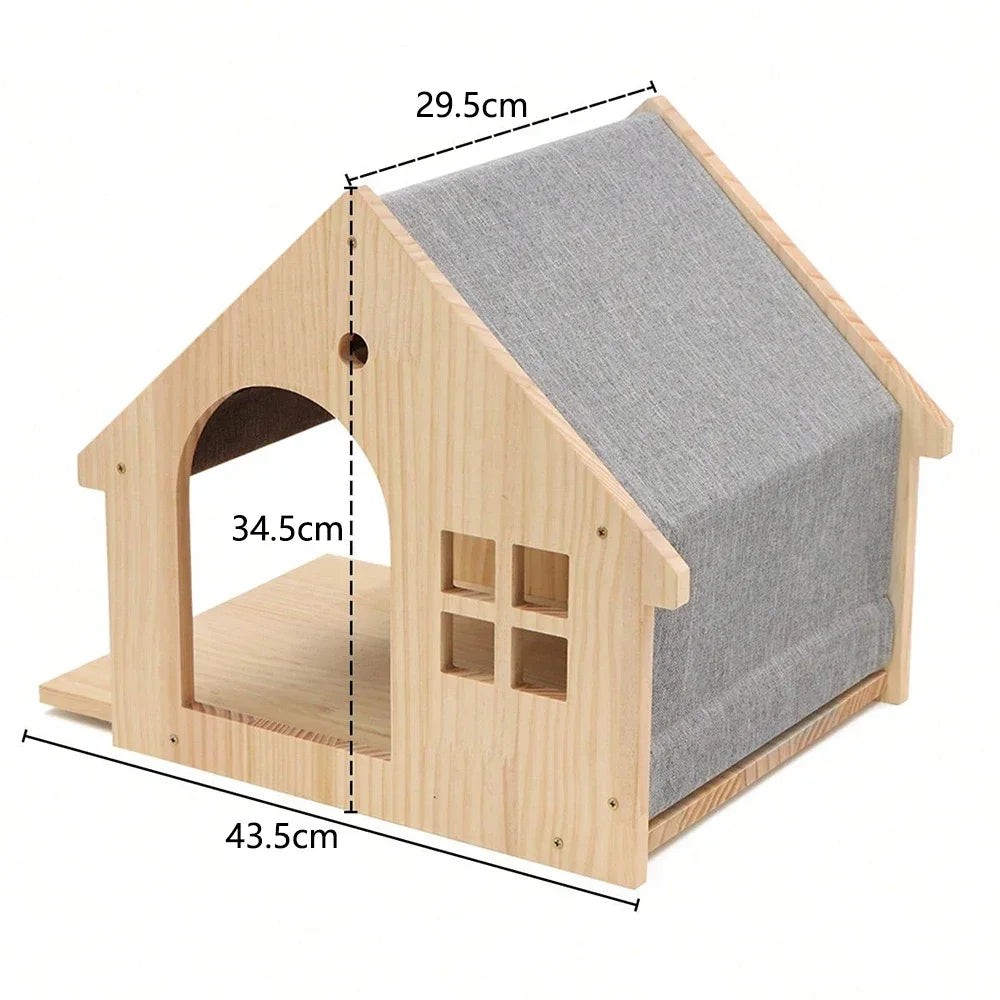 Mincy Pets Wooden Wall-Mounted Cat Climbing Shelves & Hammock product photo.