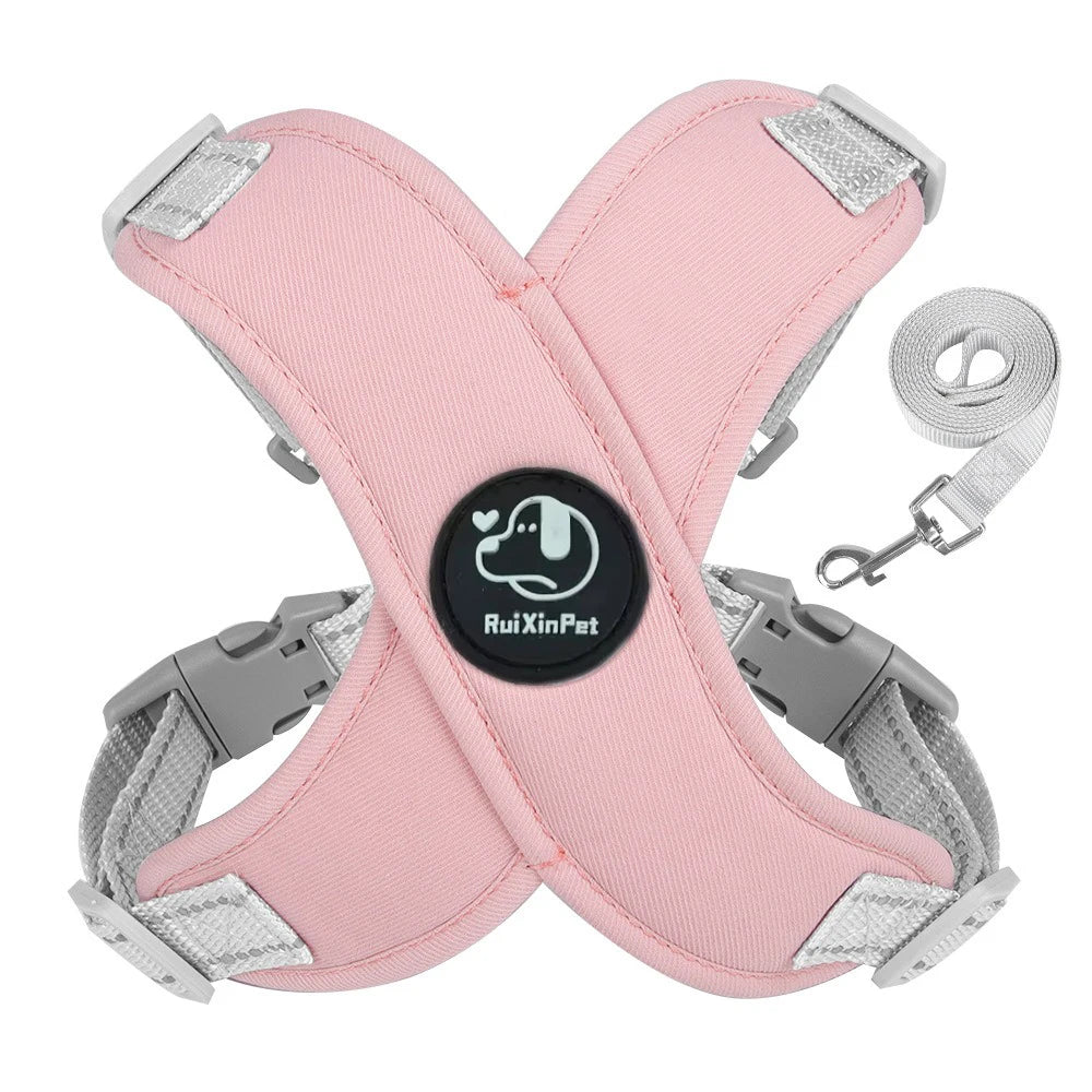 Mincy Pets Reflective Vest Harness & Leash Set with D-Ring product photo.