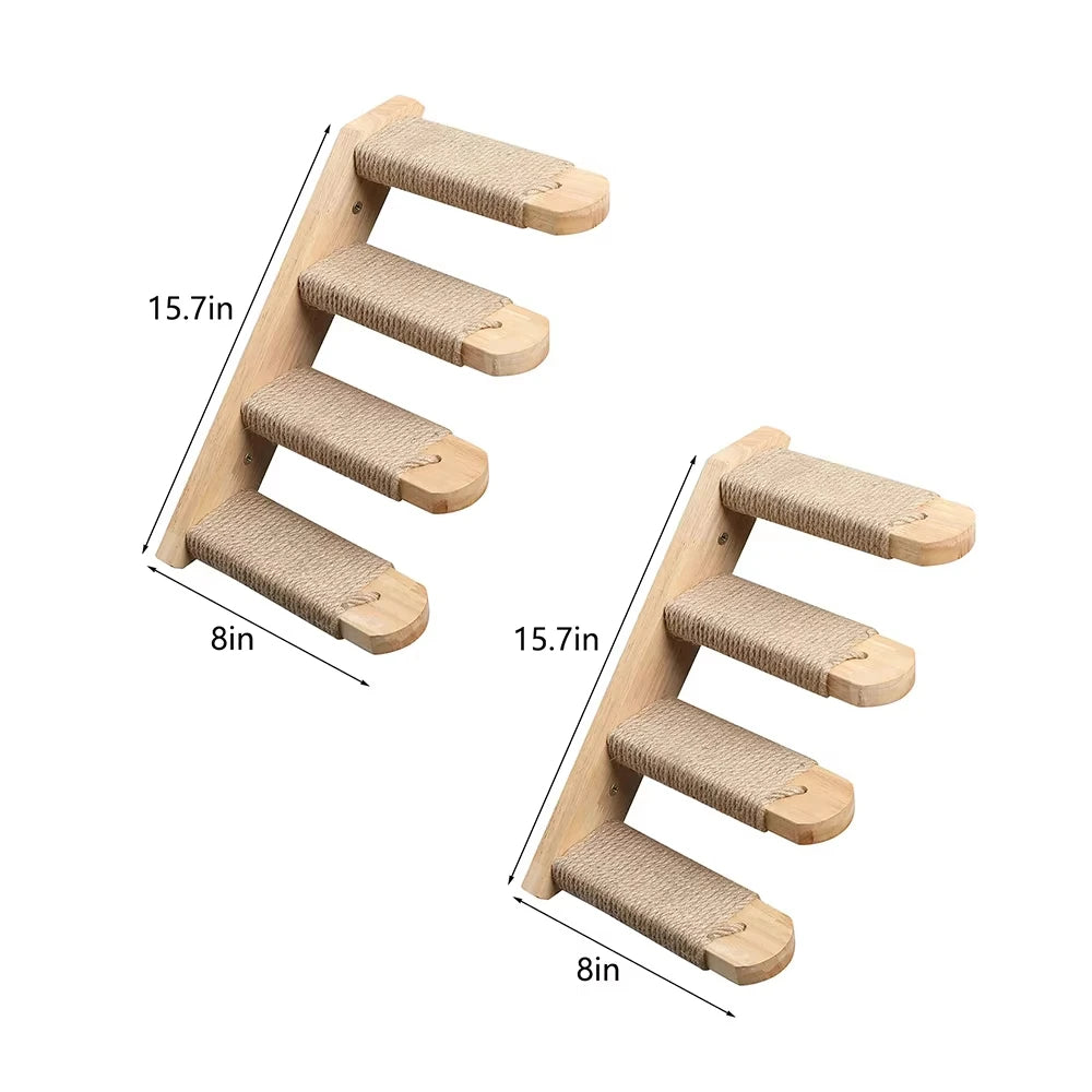 Mincy Pets Wall-Mounted Cat Rope Bridge with Sisal Steps product photo.