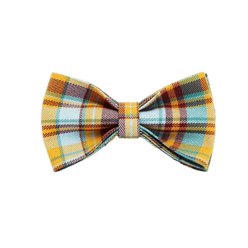Mincy Pets Personalized Cotton Dog Collar Harness Bow Set product photo.