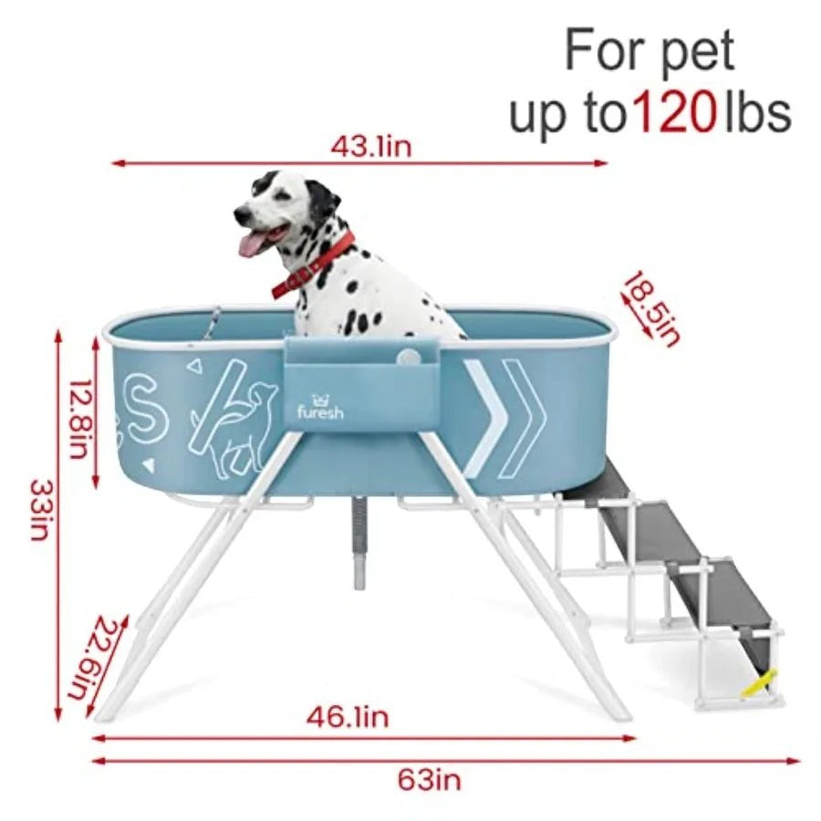 Big Dipper Dog Bath Tub with Stairs Elevated Portable Foldable Wash Station with Steps for Bathing Shower and Grooming Indoor O