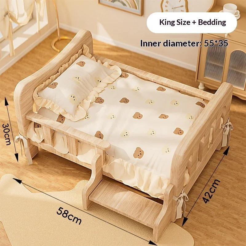 Solid Wood Elevated Dog Bed All Season Pet House for Small Medium Large Dogs Cats Raised Puppy Sleeping Pet Supplies Dog Bed