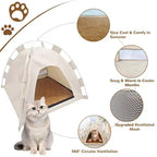 Portable Cat Tent Bed Breathable Oxford Pet House with Double-sided Mat Summer Cooling Cat Cave for Indoor Outdoor Cats Dogs