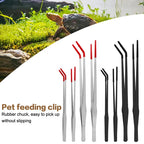 Stainless Steel Reptile Feeding Tongs With Rubber Tips Aquarium Aquarium Straight And Curved Tweezers Pet Feeding Accessories