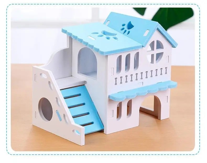 Wooden Hamster Animal Hideout House Double-storey Pet Hut Play Toy Guinea Pig Accessories Nest Cages  Accessori