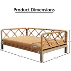 Indoor Wicker Dog Bed with Rattan Sofa, Cushion, and Pet Furniture - Brown, Large & Medium Sizes