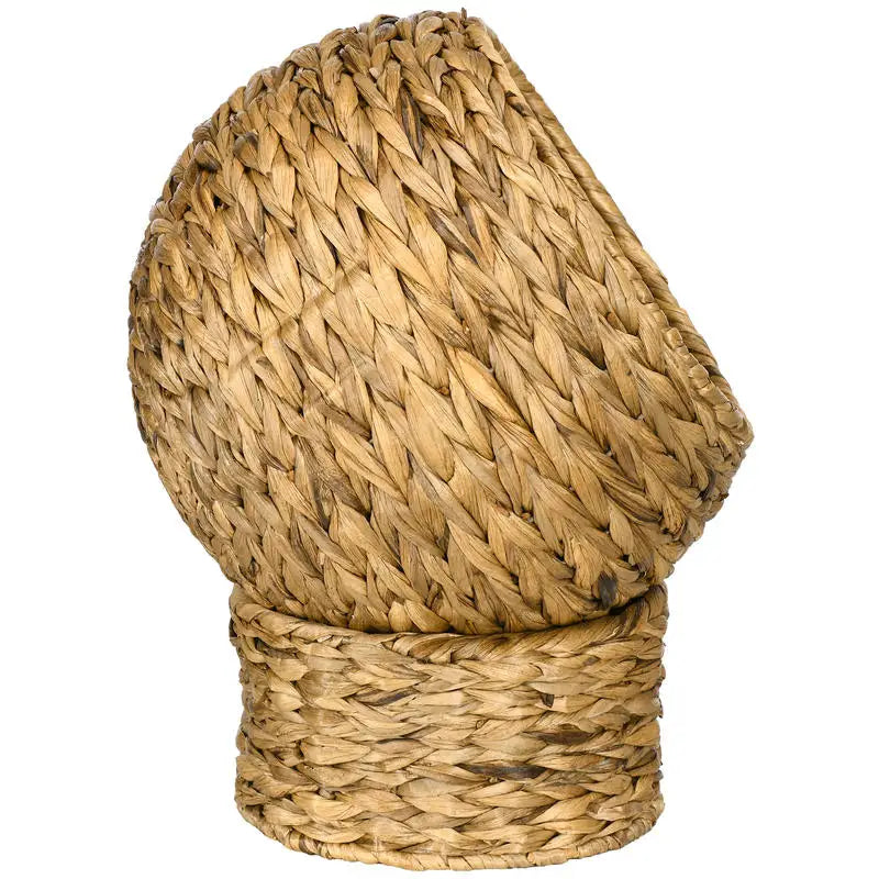 Rattan cat basket, cat cave, cat house, cat bed with cushion, pet bed, water hyacinth, brown, 42 x 33 x 52 cm