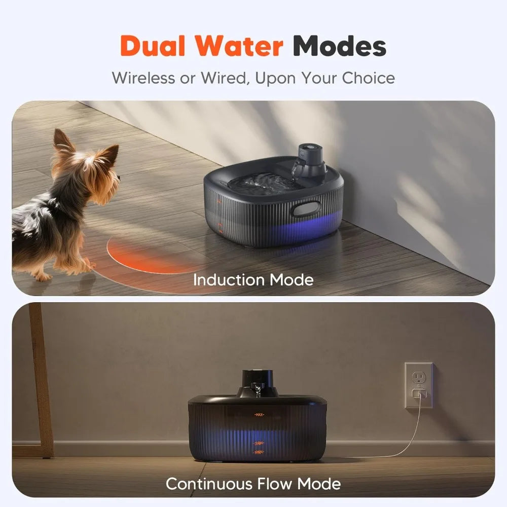 6L Cordless Dog Water Fountain, 5000mAh Battery Operated, Motion Sensor, Ultra Quiet Pump for Dogs & Cats