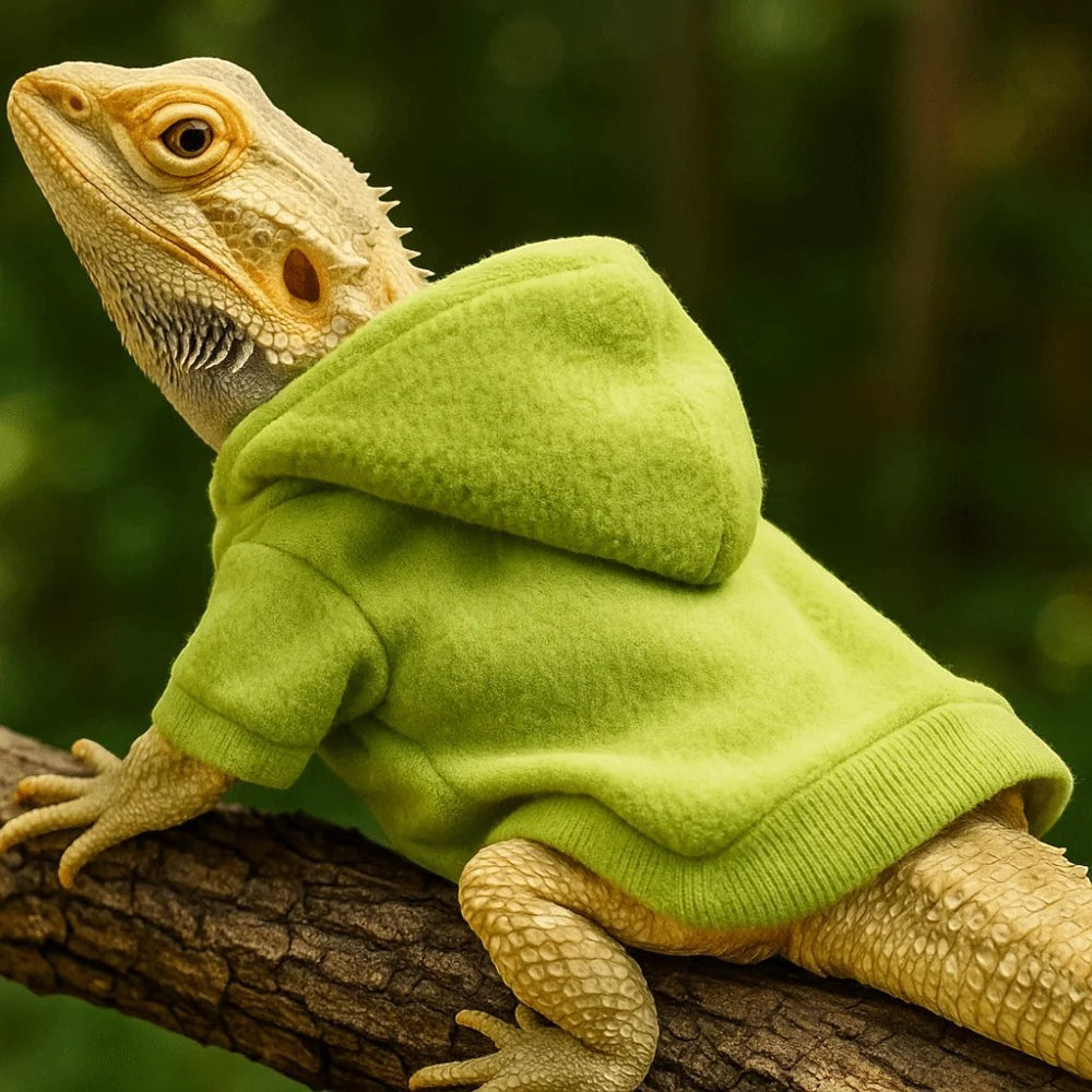 Ferret Hoodie Warm Lizards Clothes Solid Color Windproof Lizard Harness Vest Soft Bearded Dragon Hoodie Pet Show
