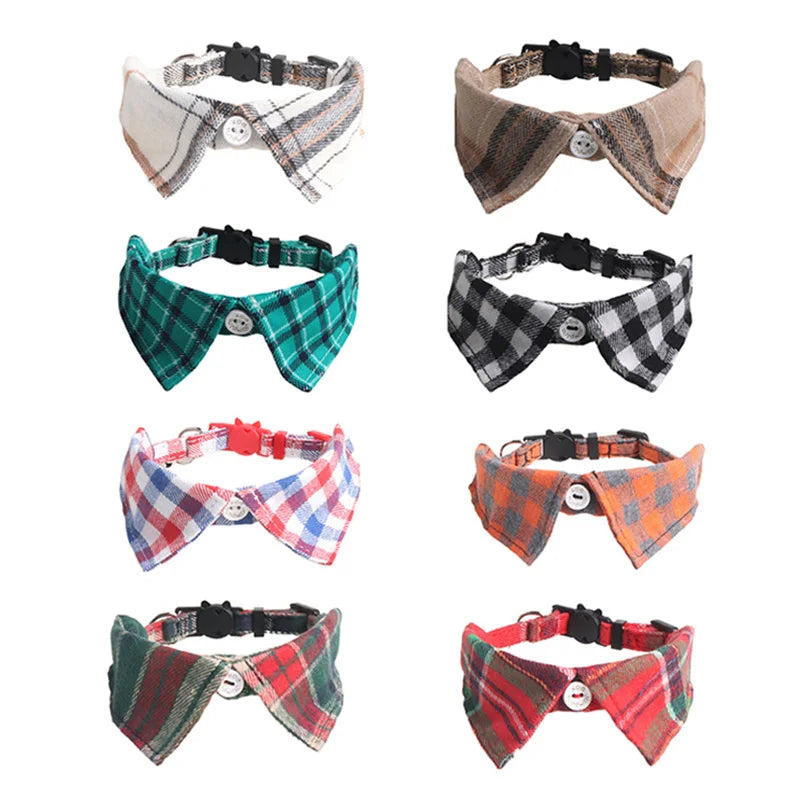 Bowtie for Cat Bow Tie Collar Plaid Adjustable Cat Tuxedo Collar for Small Dog Wedding Formal Tuxedo Suit Tux Outfits Birthday