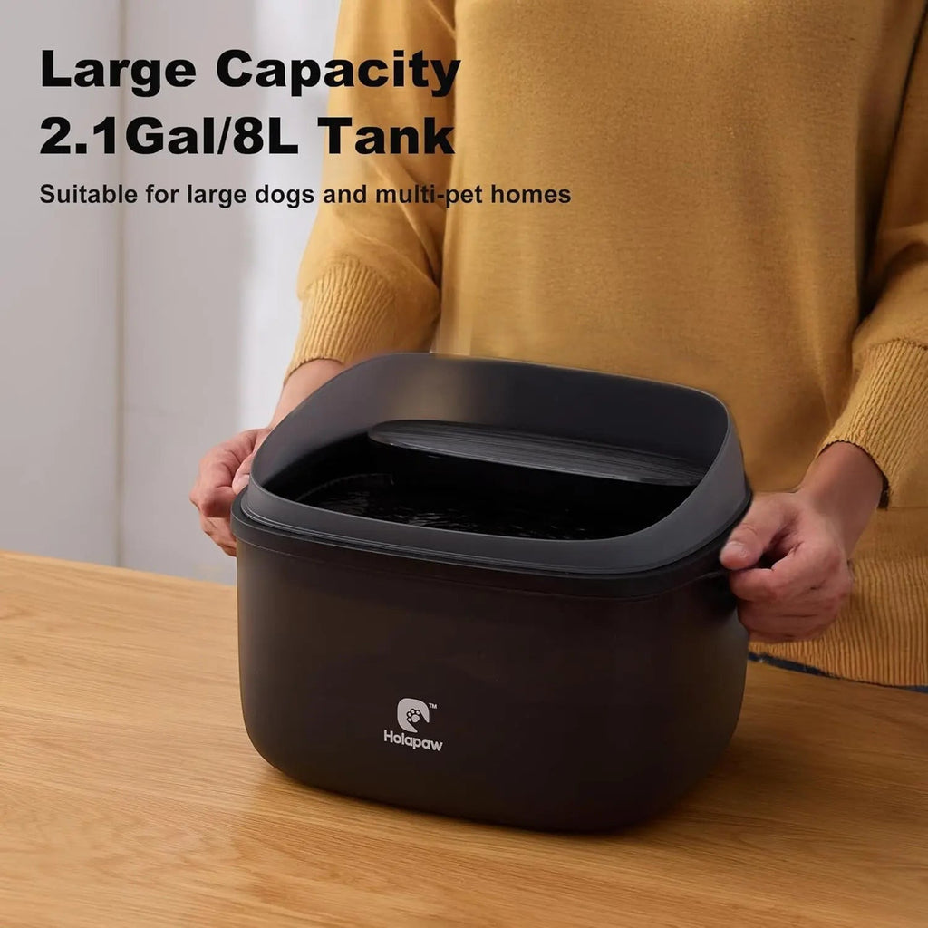 2.1Gal/8L Dog Water Fountain, No-Spill Automatic Pet Water Dispenser for Large Dogs & Cats, Ultra Quiet Pump with 3 Filters, Black