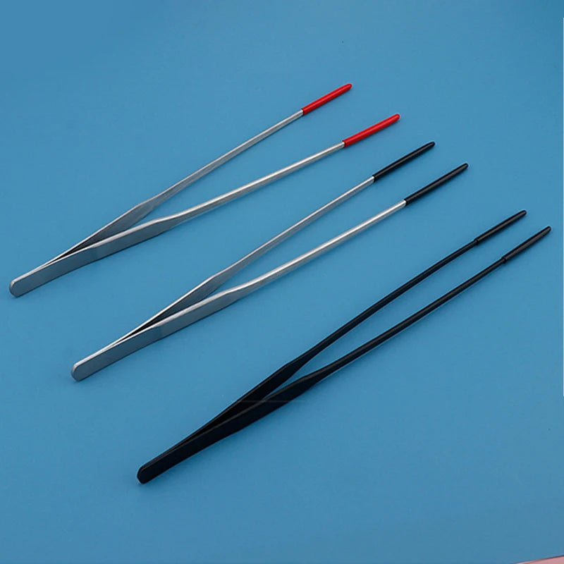 Stainless Steel Reptile Feeding Tongs With Rubber Tips Aquarium Aquarium Straight And Curved Tweezers Pet Feeding Accessories