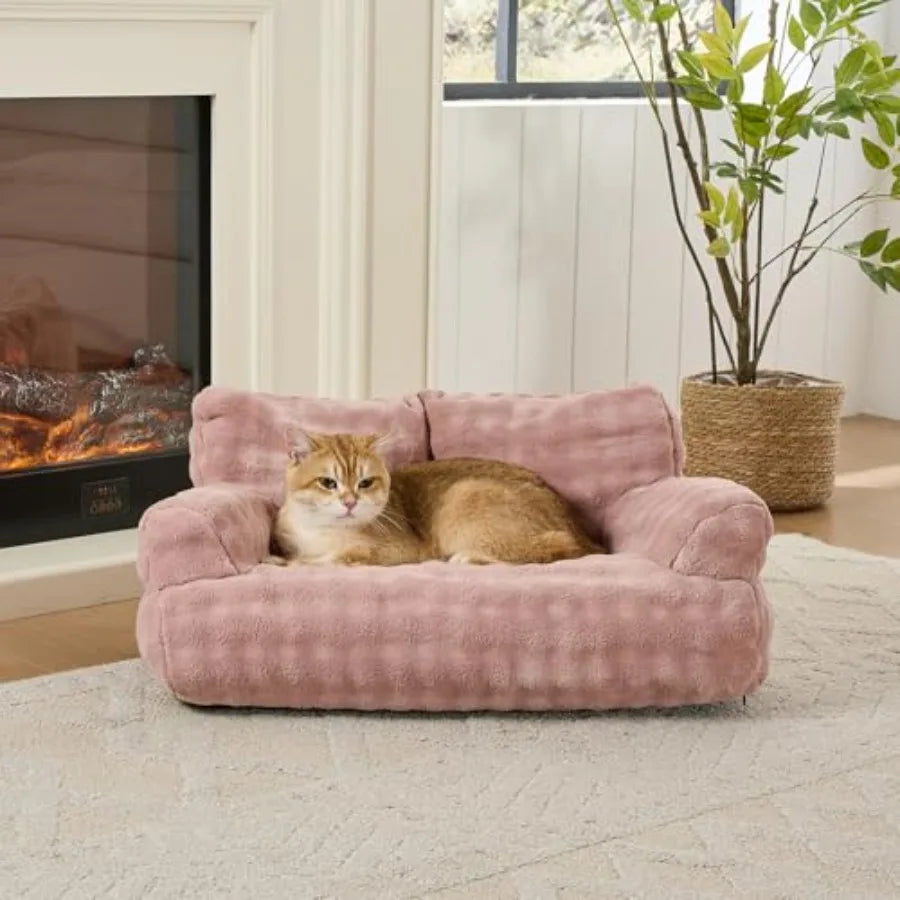 Cat Couch Bed Cute Soft Pet Sofa for Indoor Cats Kittens Puppies with Removable Washable Cover 26"x15