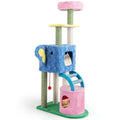 Elephant Themed Cat Tree for Cats with Condos and Padded Perch-Colourful
