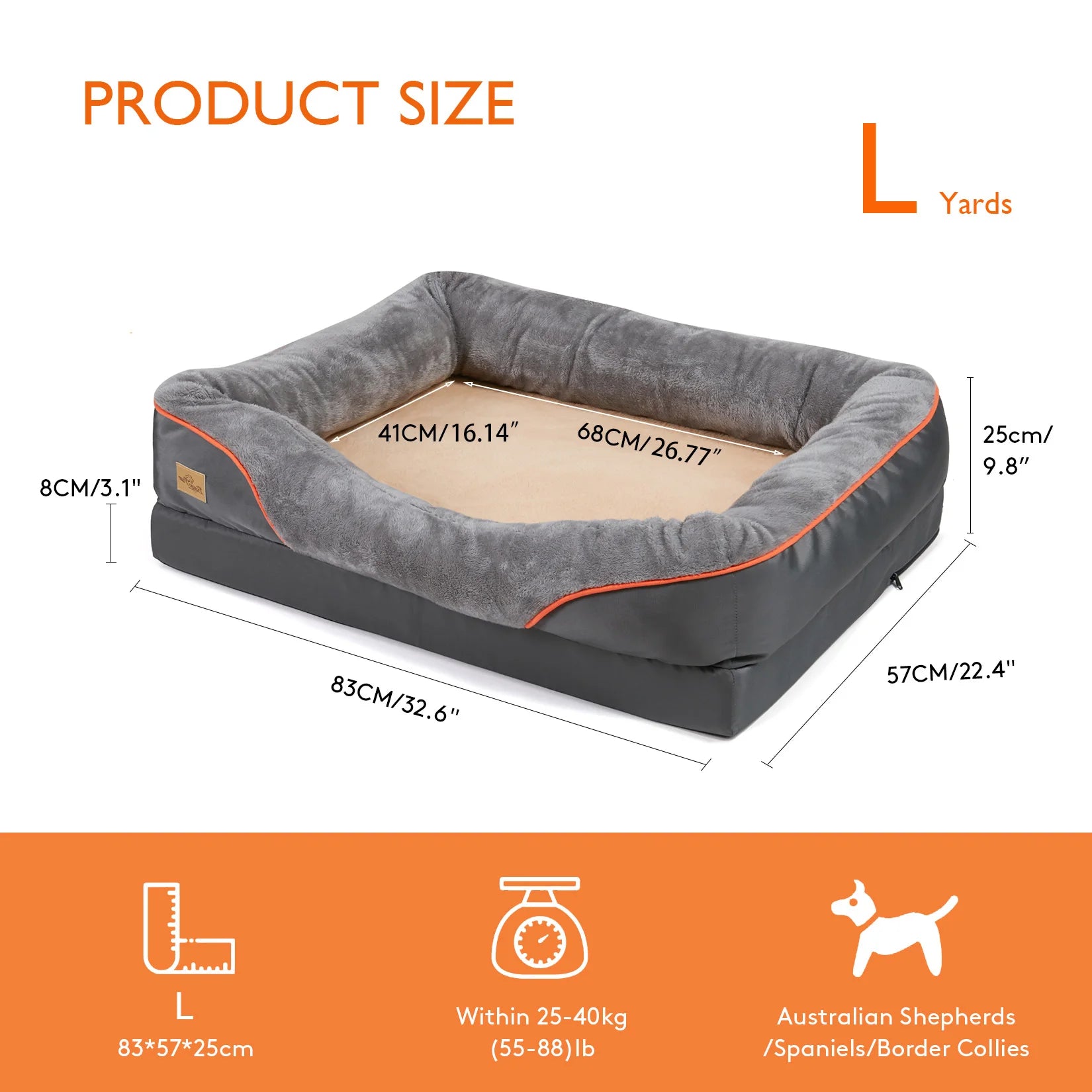 Large Dog Bed Soft Comfortable Warm Fleece Removable Washable Cover Pet Bed Waterproof