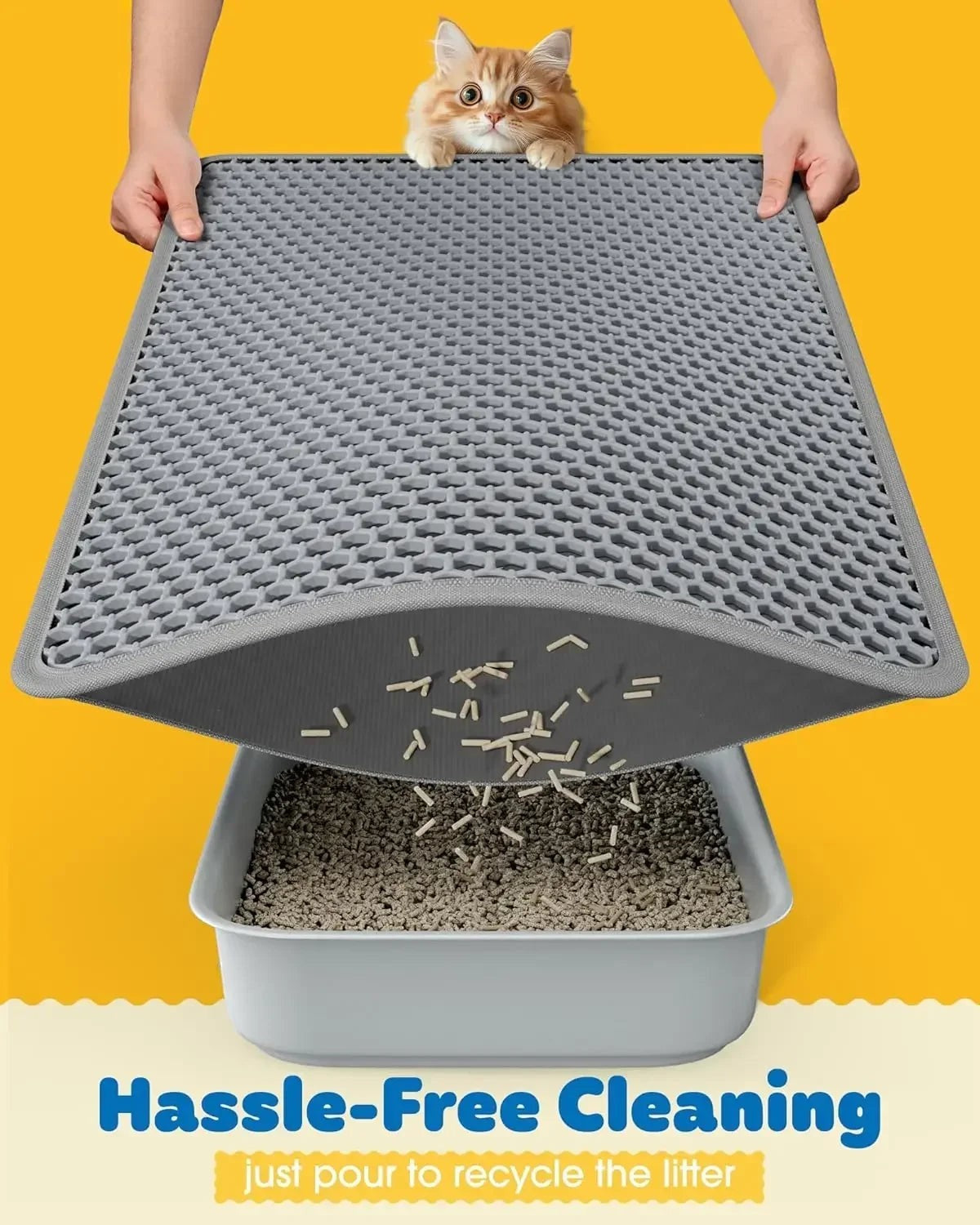 27' x 19' Cat Litter Mat - Ultra-Large Litter Box Mat with Double Layers, Urine-Proof and Non-Slip Litter Trapping Mat, Easy to