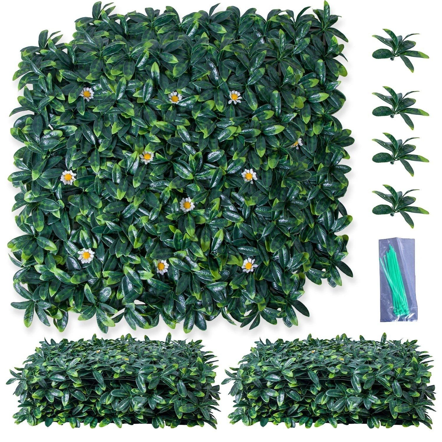 12 Pack 20x20 Inch Artificial Boxwood Grass Wall Panels, UV Protected Faux Greenery Fence Screen, Realistic Hedge Wall Backdrop for Indoor Outdoor Garden, Patio, Wedding & Home Decor