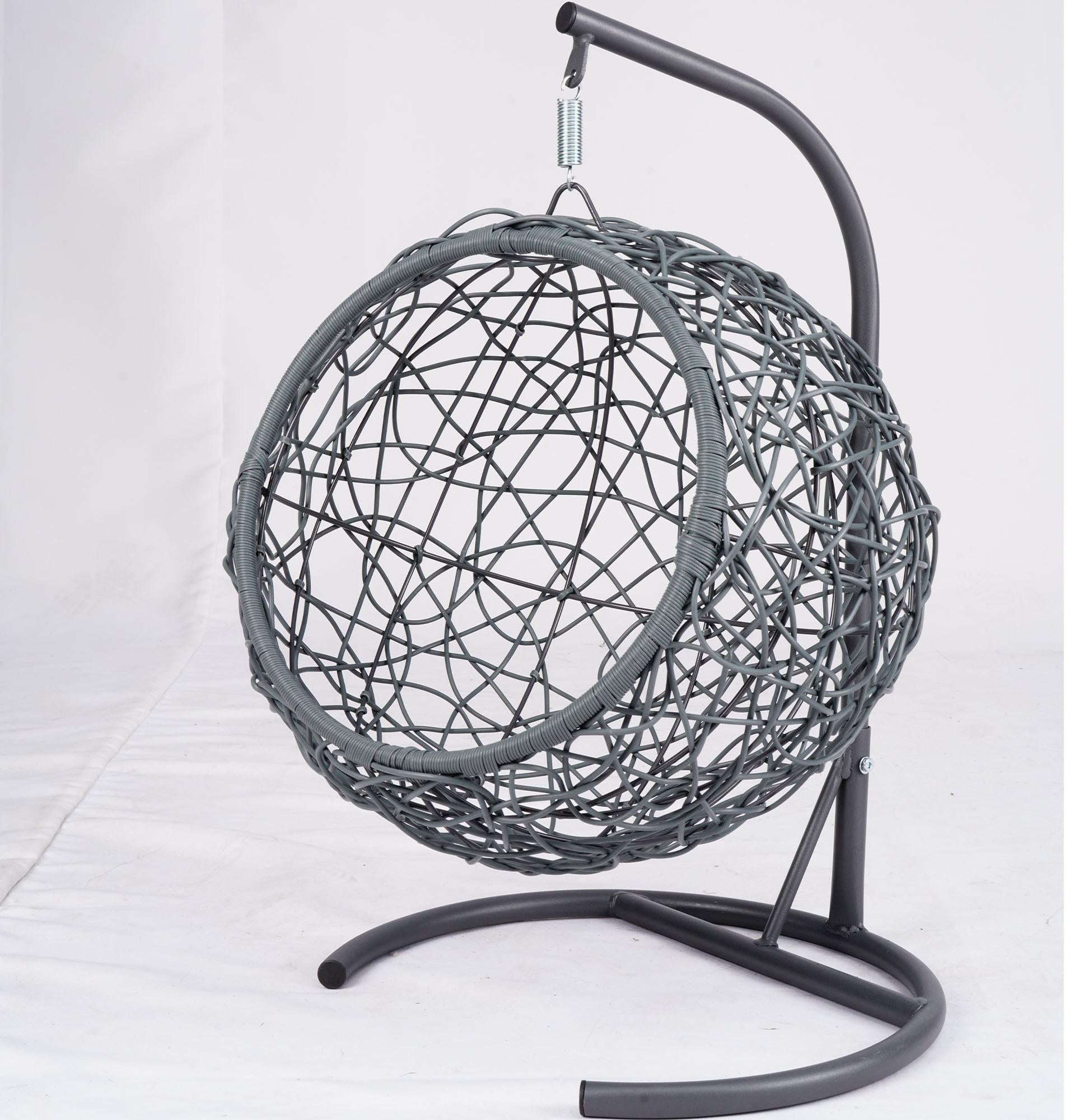 Cat Swing Bed with Stand & Cushion, Cat Egg Chair with Rattan Wicker Appearance, Indoor Hanging Swinging Cat Bed for Cats, Sm