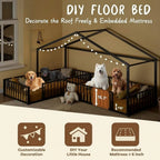 Mincy Pets L-shaped black metal house floor bed for dogs with guardrails and customizable roof frame