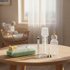 Mincy Pets newborn pet feeding kit with silicone bottle, syringes, and storage case on a wooden table