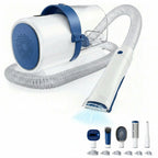 Mincy Pets grooming vacuum kit in white and blue with five professional attachments and cordless clippers for pets