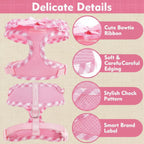 Mincy Pets pink checkered dog harness with a cute bow, breathable mesh fabric, and adjustable step-in design