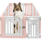 Mincy Pets 13-panel pink and white HDPE dog playpen with a secure locking door for small to medium pets