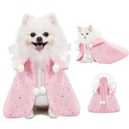 Mincy Pets pink wizard cloak and hat costume with gold star patterns for puppies and kittens