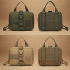 Mincy Pets tactical dog harness pouches in olive green and tan, featuring durable nylon construction and MOLLE system.