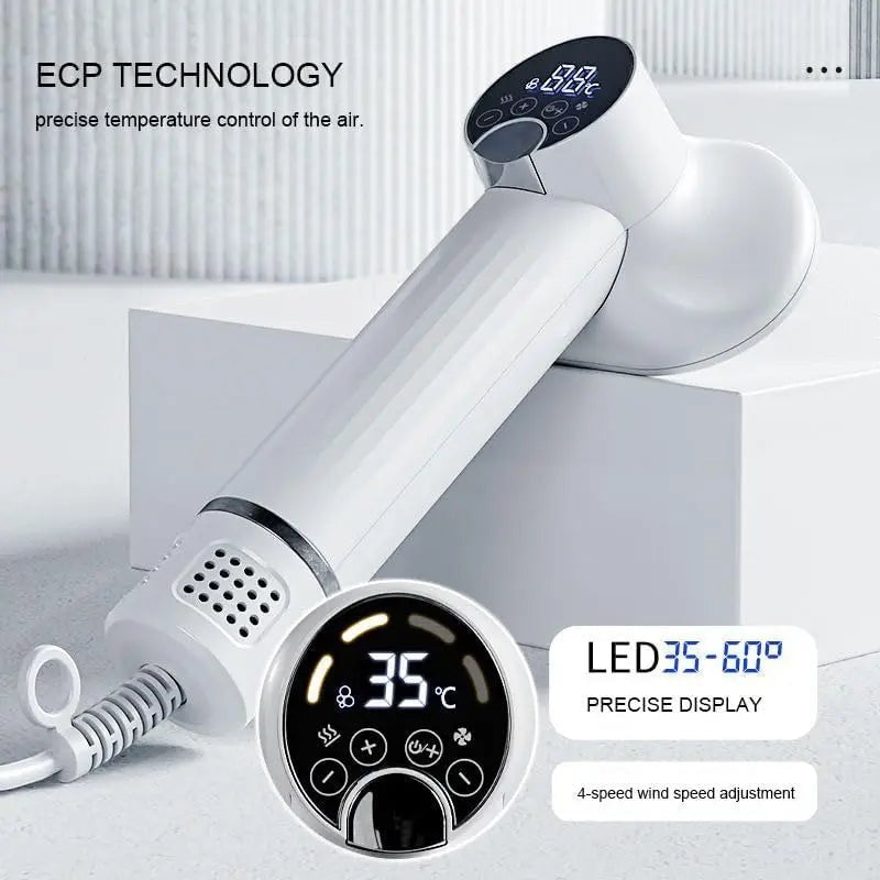 Mincy Pets white 2-in-1 pet hair dryer and slicker brush with LED touch display for adjustable temperature and speed
